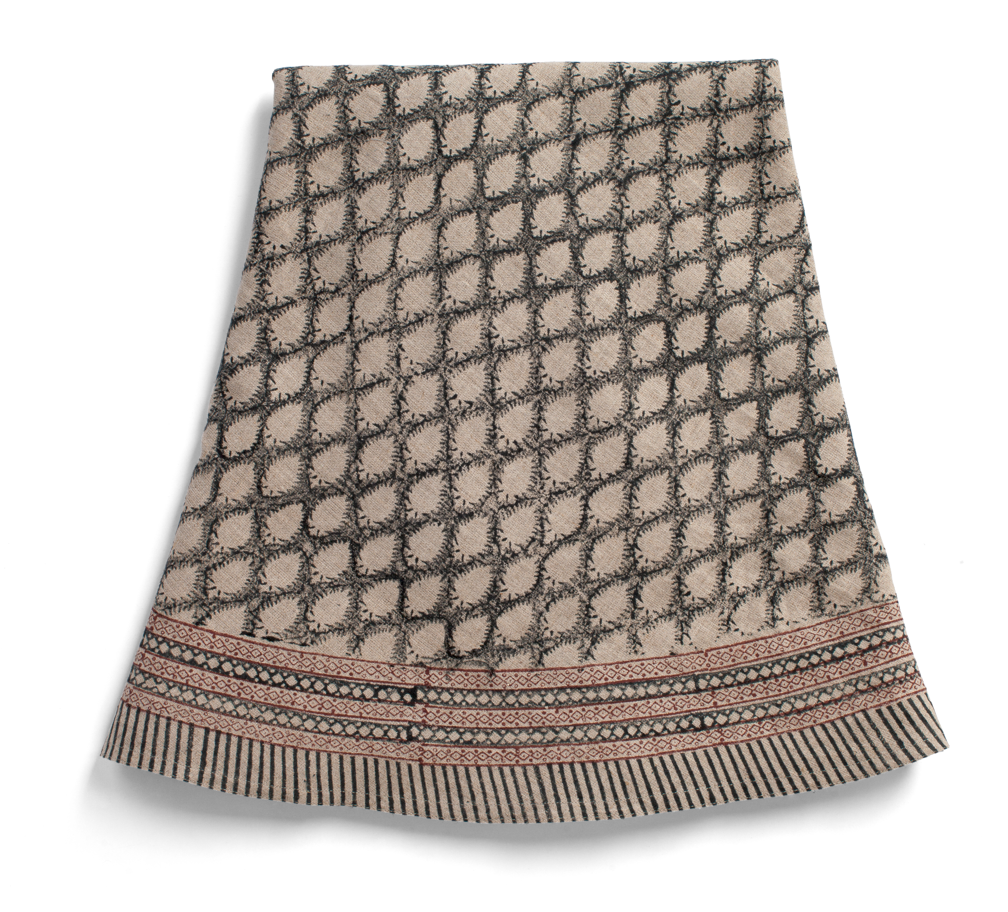 Round linen tablecloth with Cypress print in Navy Blue