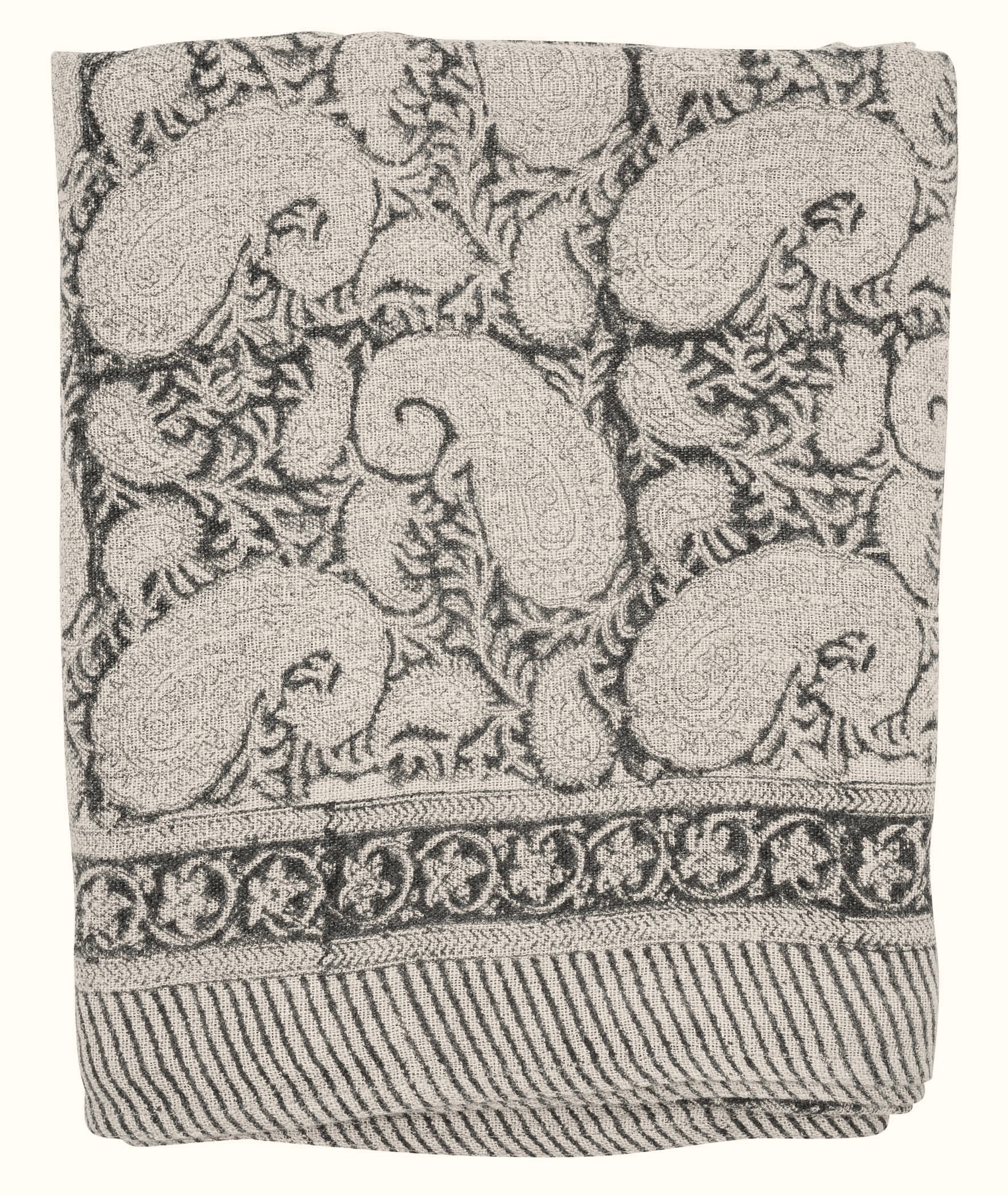Linen tablecloth with Big Paisley® print in Grey