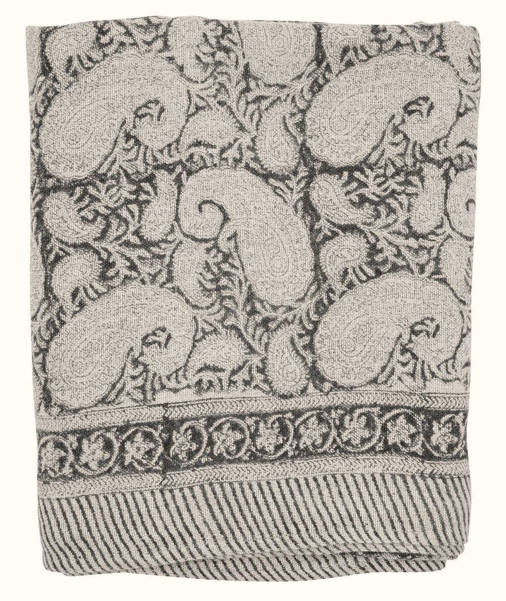 Linen tablecloth with Big Paisley® print in Grey