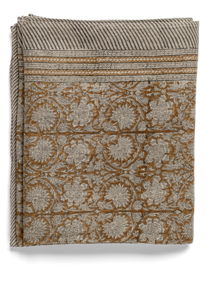 Linen tablecloth with Paradise print in Ochre