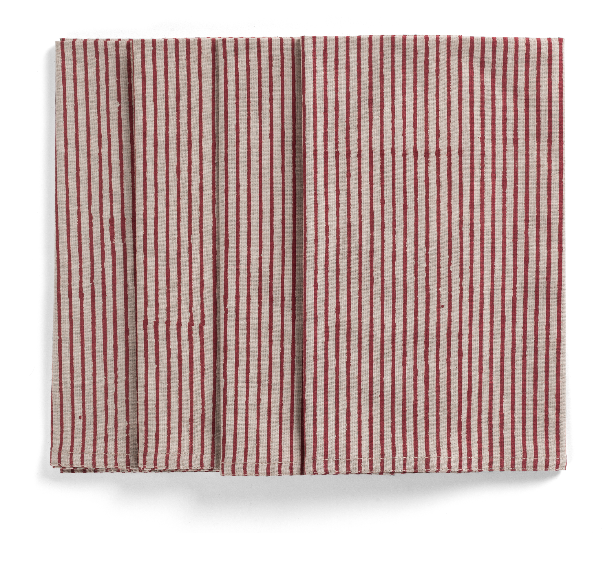 Stripe Napkins in Red on natural base