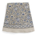 Round tablecloth with Tangier Pomegranate print in Beige & Blue