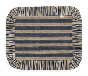 Ruffle placemats with Jaipur Stripe print in Beige & Blue