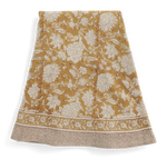 Round linen tablecloth with Indian Rose print in Ochre