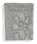 Linen Tablecloth with Indian Rose print in Dusty Blue