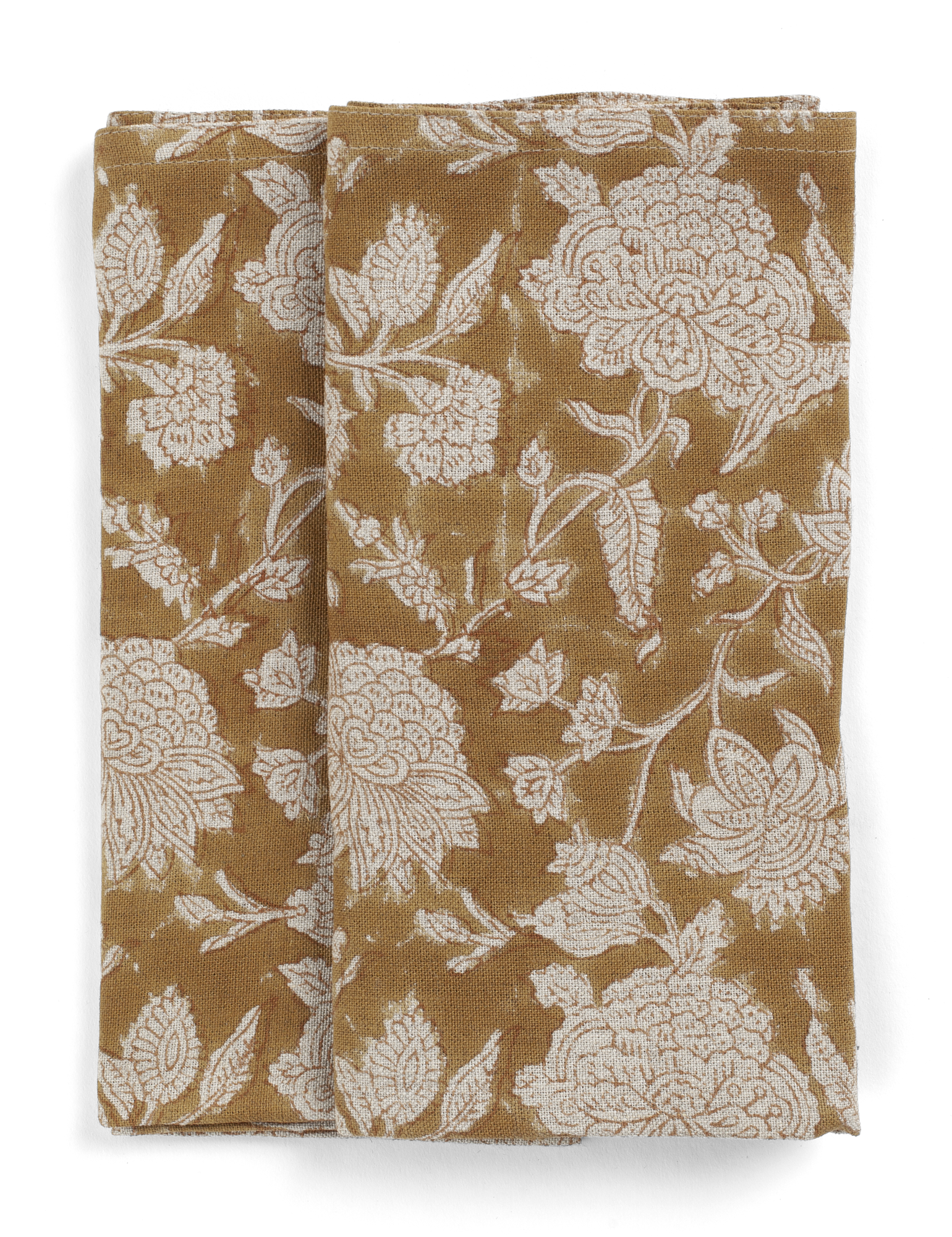 Linen napkins with Indian Rose in Ochre