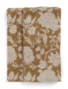 Linen napkins with Indian Rose in Ochre