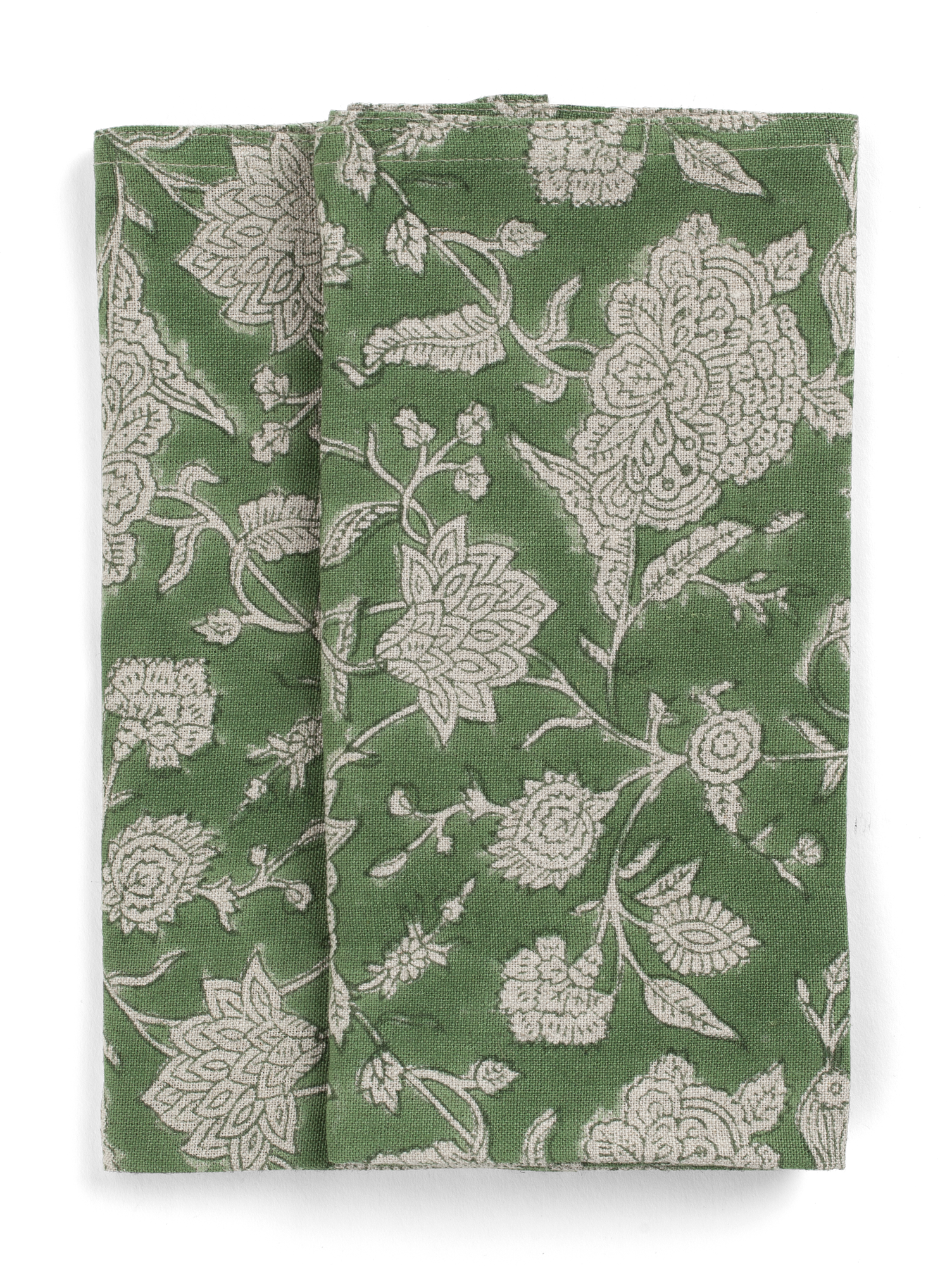 Linen napkins with Indian Rose in Green