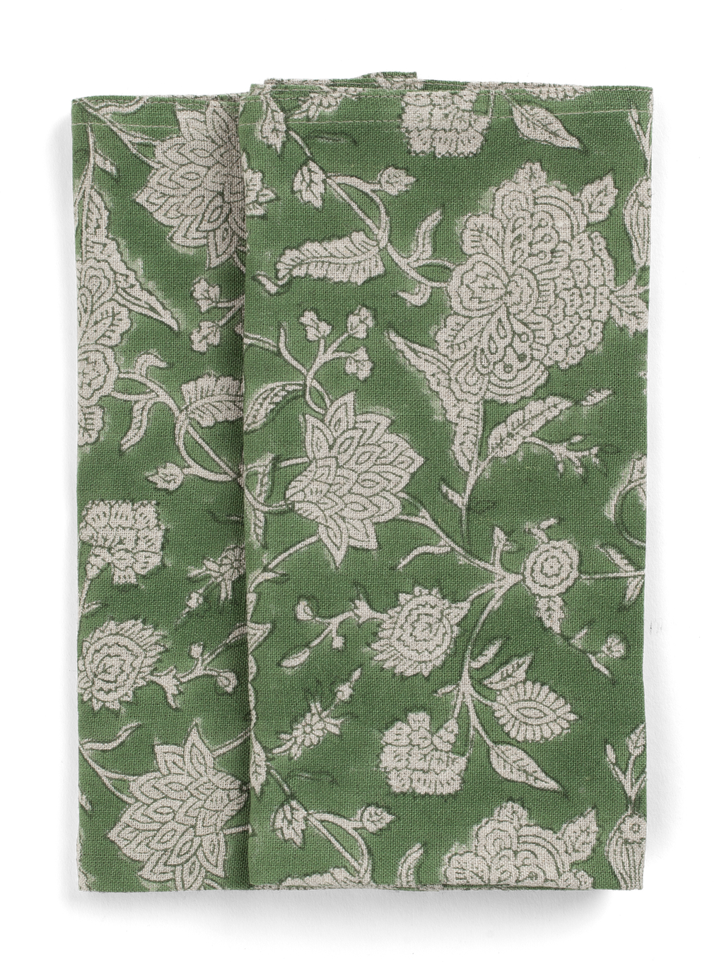 Linen napkins with Indian Rose in Green