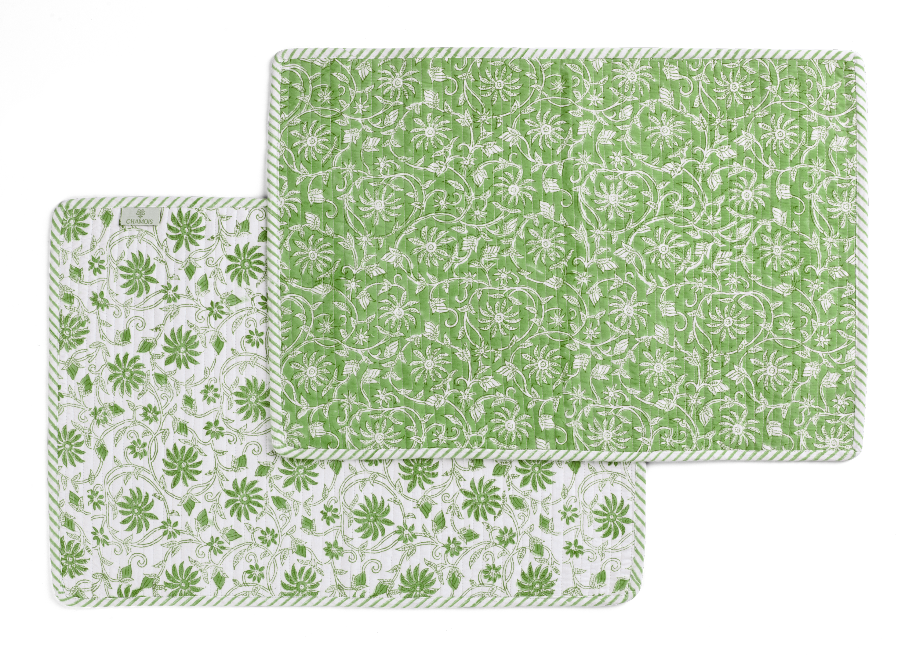 Quilted placemats with Margerita print in Green