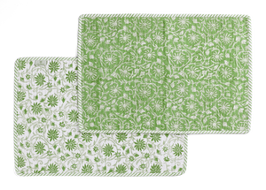 Quilted placemats with Margerita print in Green