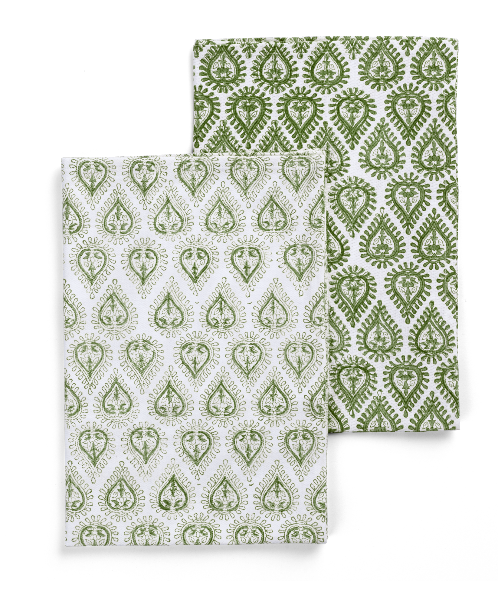 Kitchen Towels with Kalini Pattern in Green