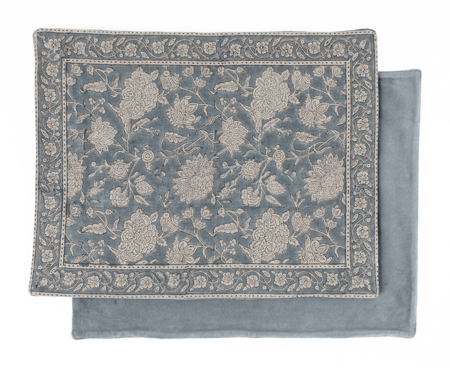 Placemat with Indian Rose in Dusty Blue