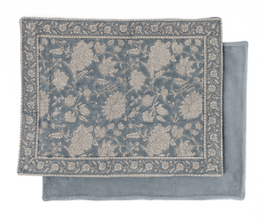 Placemat with Indian Rose in Dusty Blue