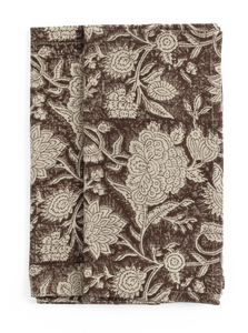 Linen napkins with Indian Rose in Brown