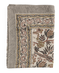 Linen Tablecloth with Parrot in Rust