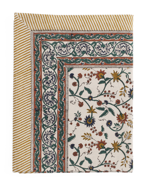 Tablecloth with Samode in Ochre, Blue & Green