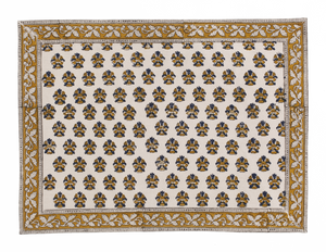 Placemats with Samode Butti in Ochre & Blue on natural base