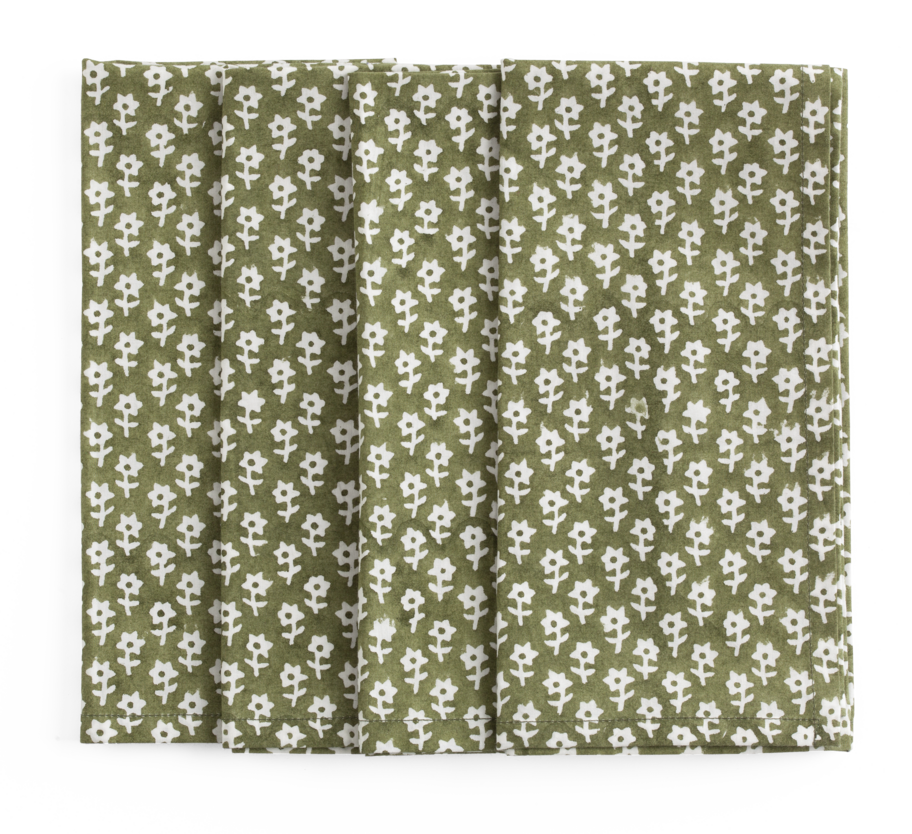 Napkins with Dancing Star print in Green