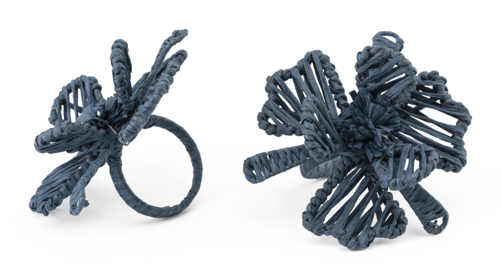 Napkin Rings with Flower in Blue