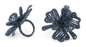 Napkin Rings with Flower in Blue