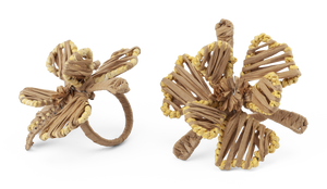 Napkin Rings with Flower in Natural Beige