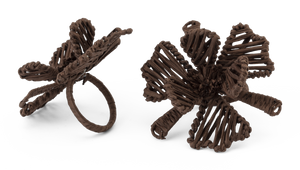 Napkin Rings with Flower in Chocolate Brown