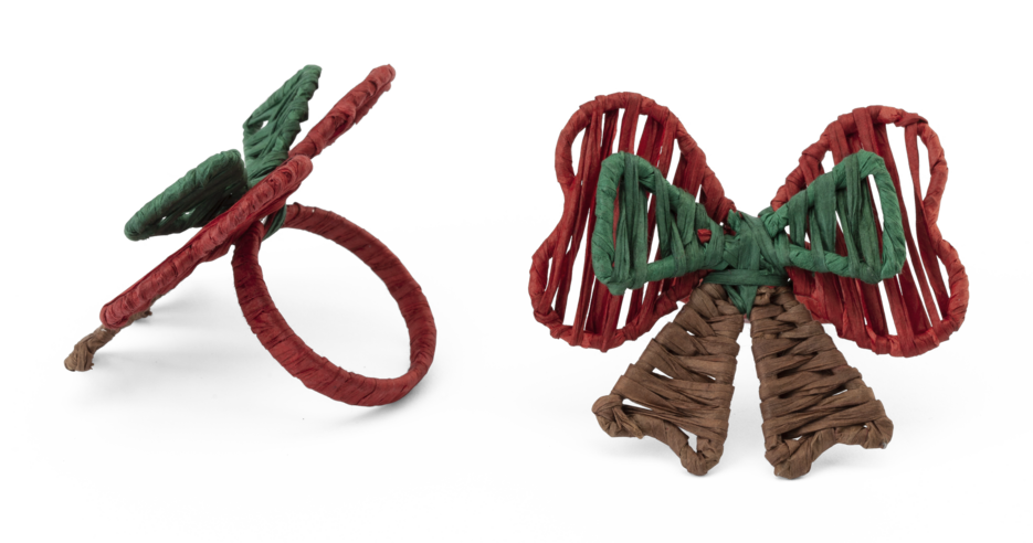 Napkin Rings with Bow in Red & Green