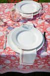 White napkins with embroidery in Lantana Rose
