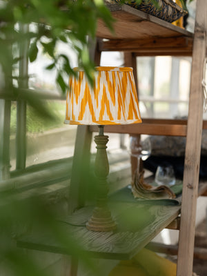 Silk Lampshade Scallop with Ikat print in Yellow