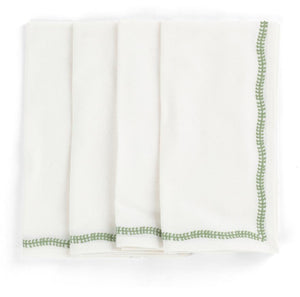 Napkins White with Embroidery in Green Tea