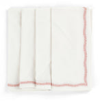 Napkins White with Embroidery in Lantana Rose