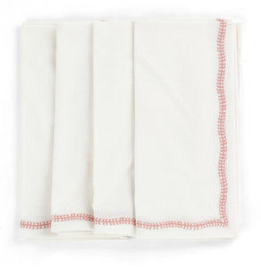 Napkins White with Embroidery in Lantana Rose