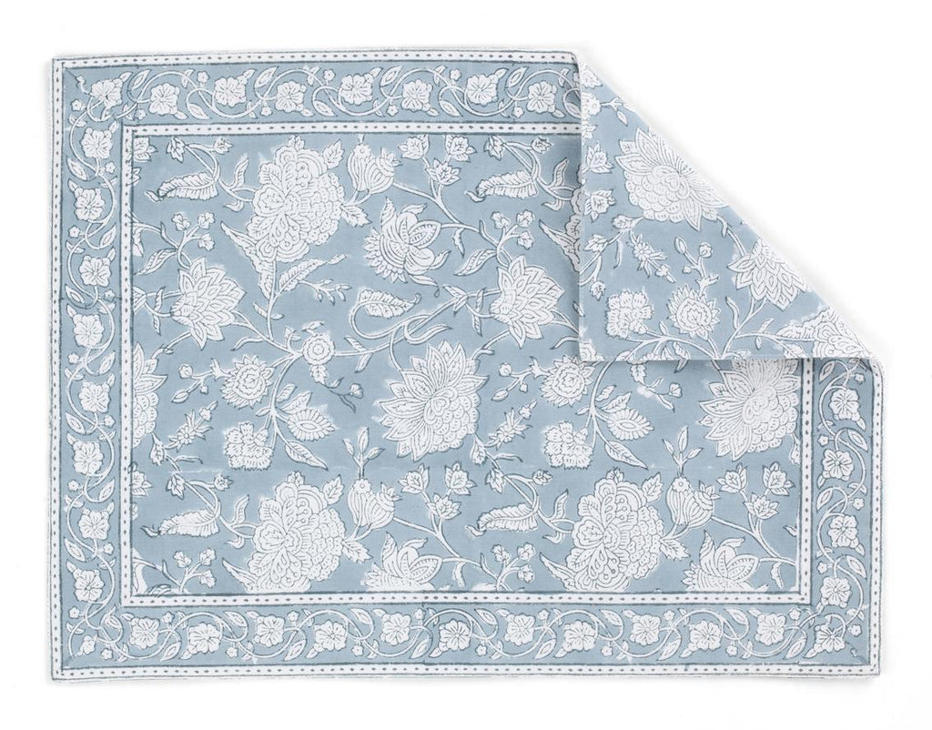 Placemat with Indian Rose print in Dusty Blue