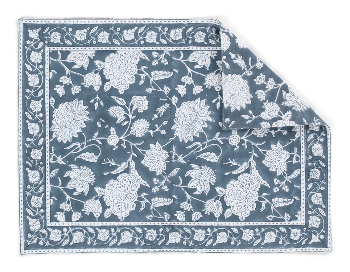 Placemat with Indian Rose print in True Navy