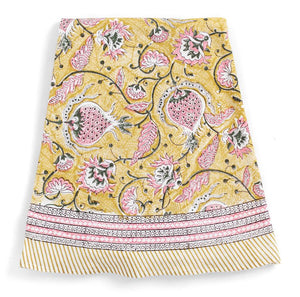 Tablecloth with Pomegranate print in Yellow & Rose