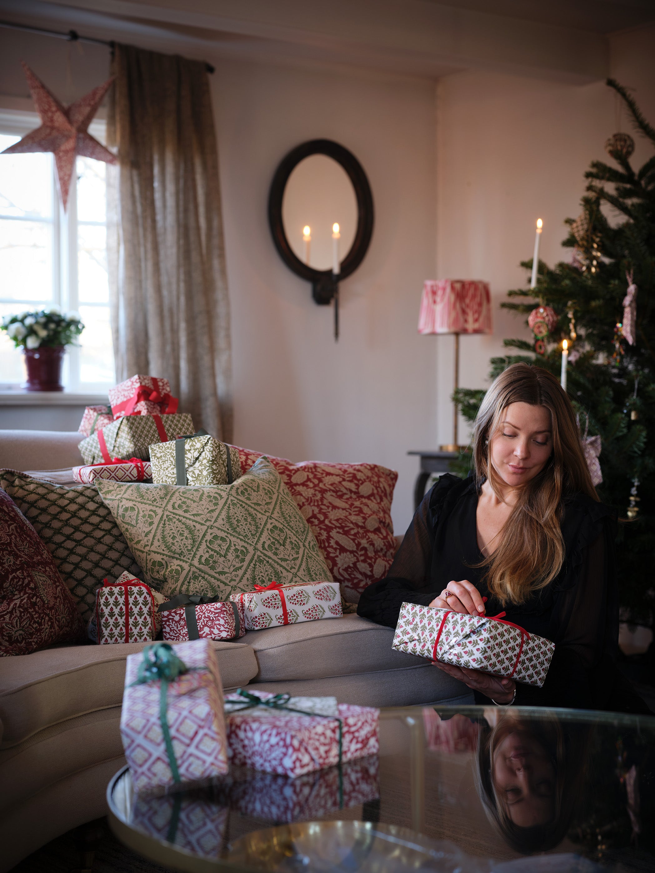Wrapping Paper with Mixed Print in Red