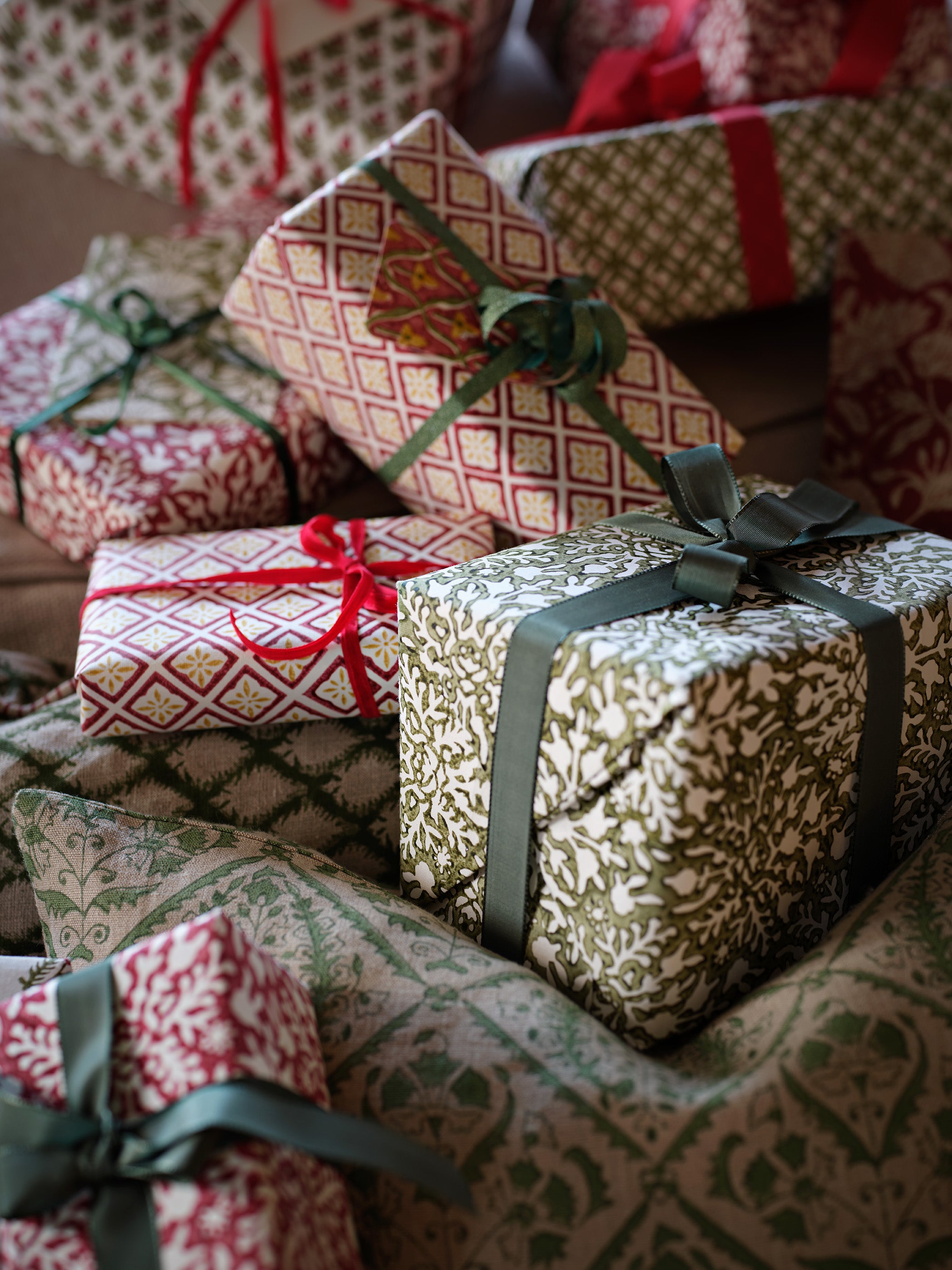 Wrapping Paper with Mixed Print in Red