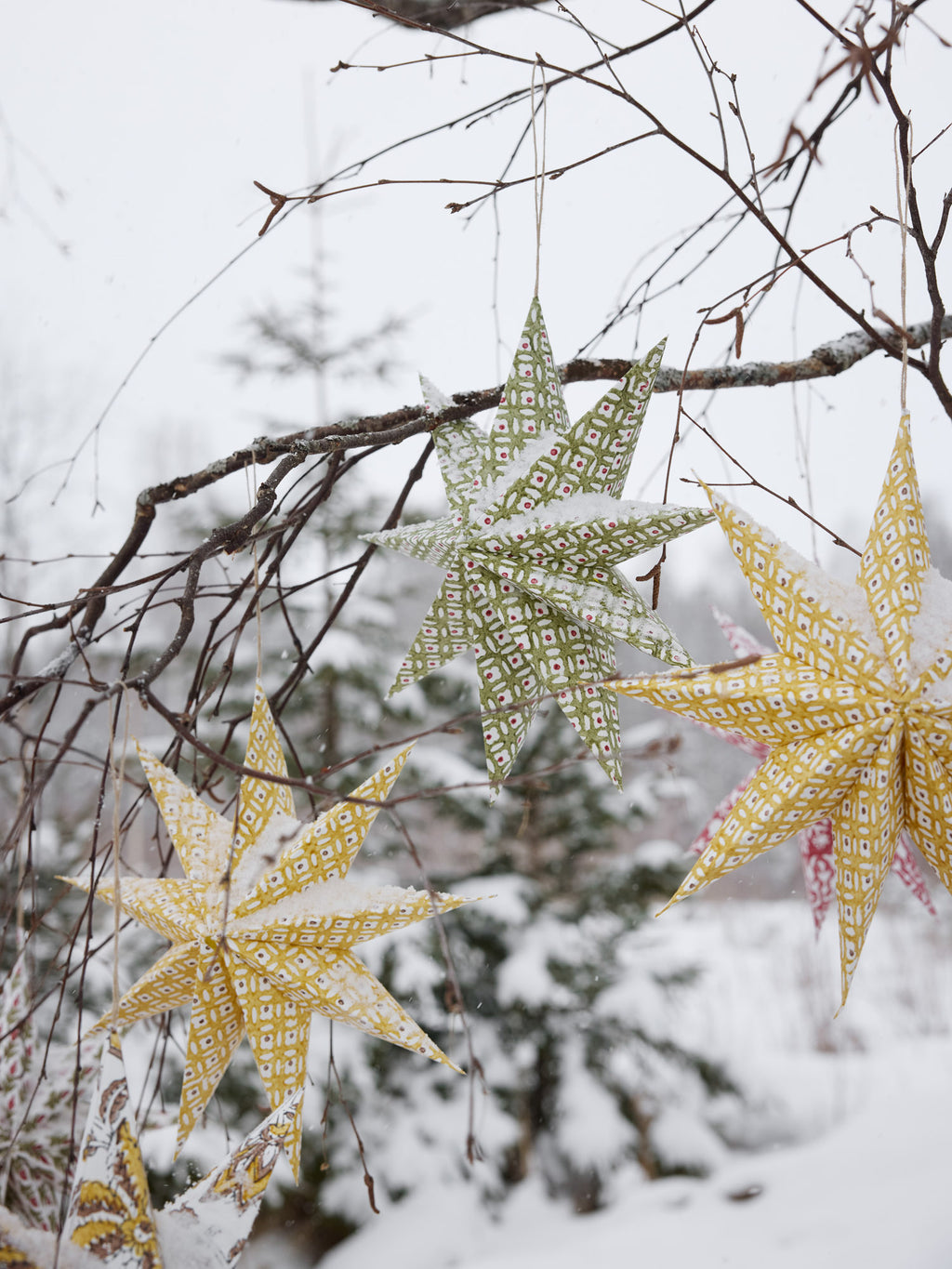 Stars with mixed print in Ochre