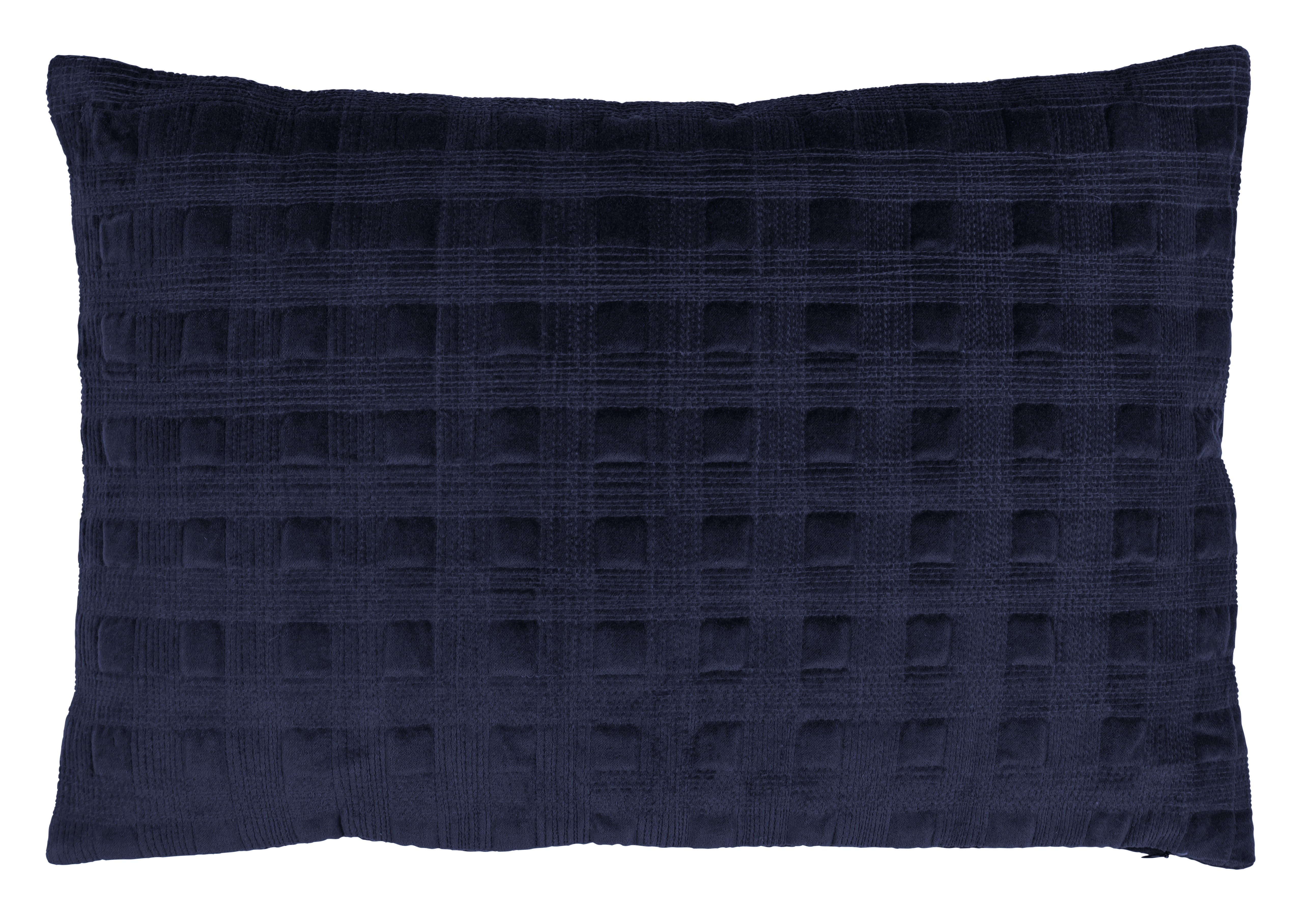 Velvet Cushion with Quilted Stitching in Midnight Blue