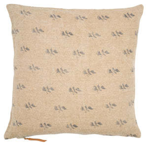 Linen cushion with Bud print in Blue