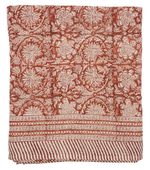 Linen tablecloth with Paradise print in Spicy Red