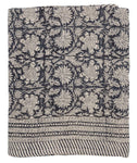 Linen tablecloth with Paradise print in Dark Blue
