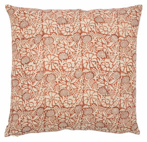 Linen cushion with Meadow print in Spicy Red