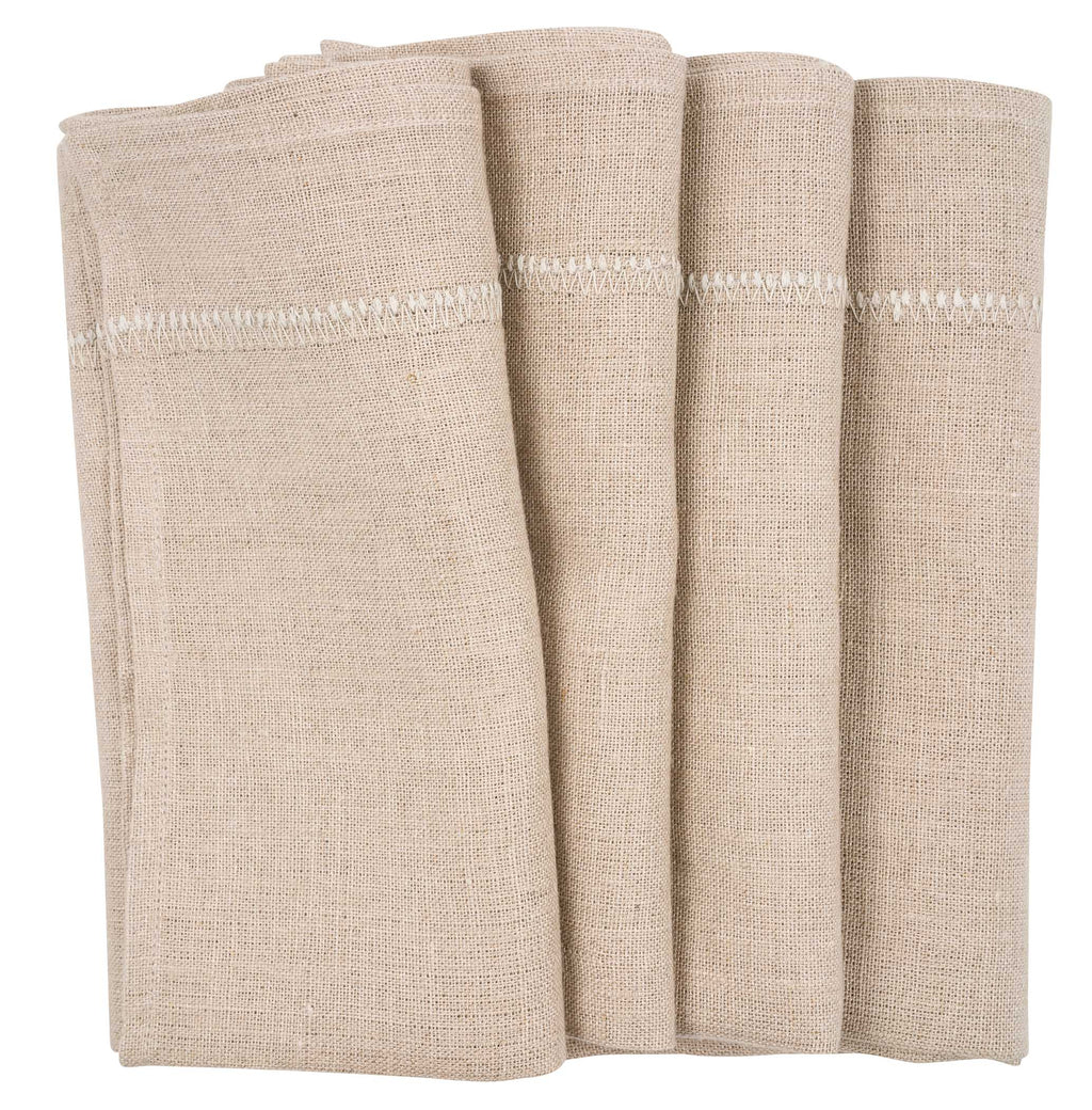 Beige linen napkins with embroidery