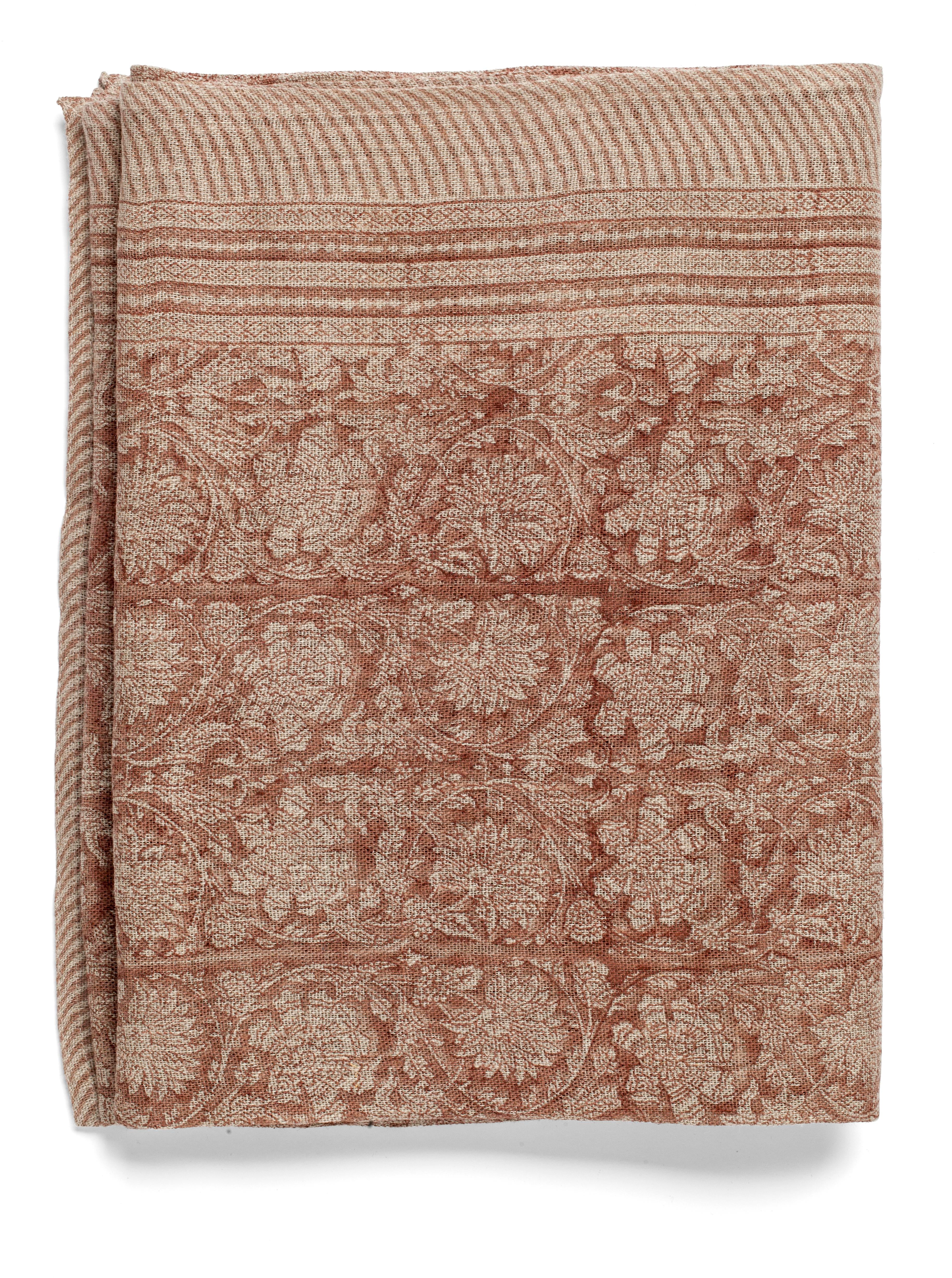 Linen tablecloth with Paradise print in Rose
