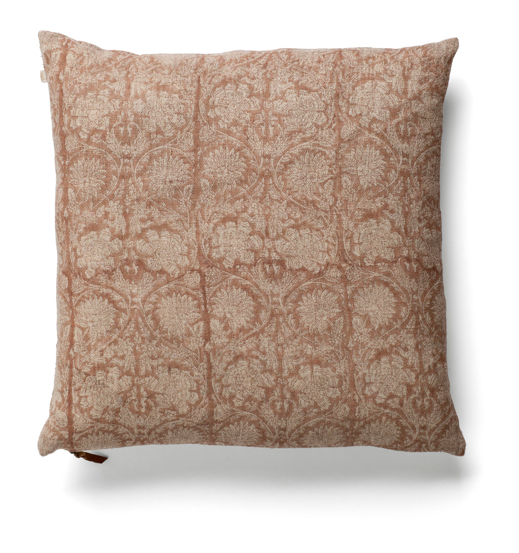 Linen cushion with Paradise print in Rose