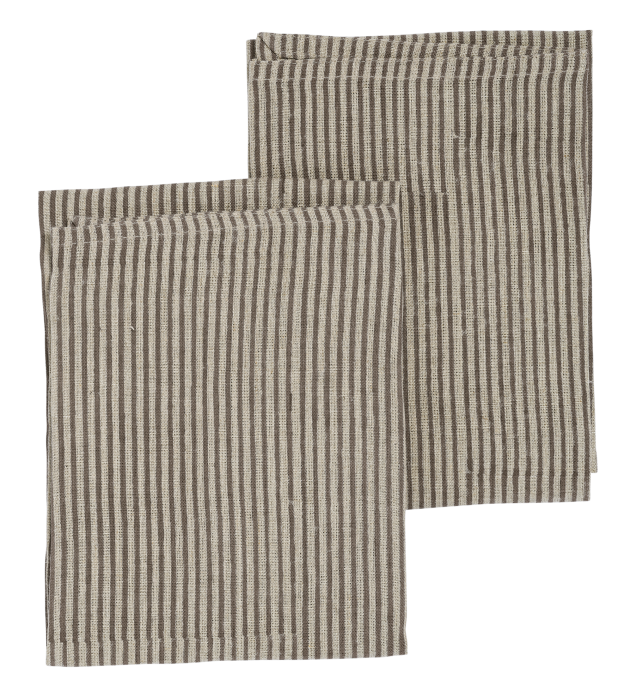 Linen kitchen towels with Steel Grey stripes