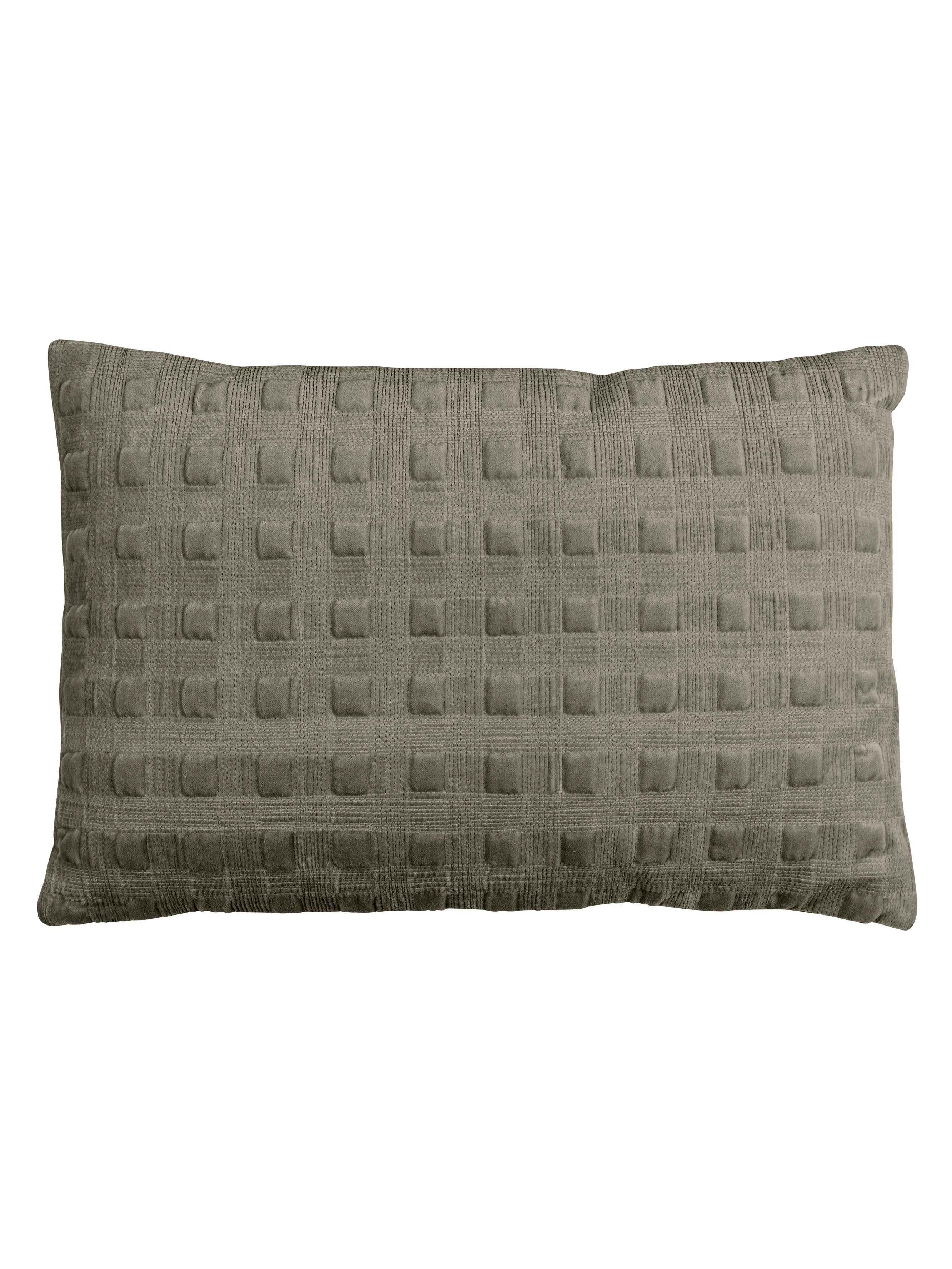 Velvet Cushion with Quilted Stitching in Grey