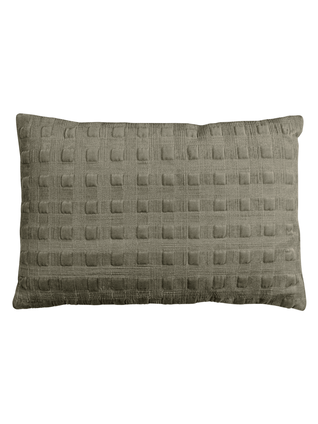 Velvet Cushion with Quilted Stitching in Grey